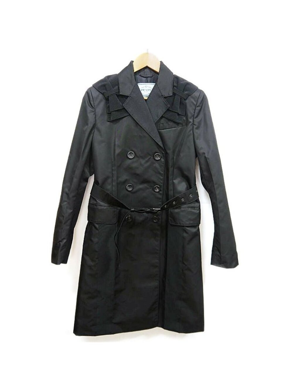 Prada Nylon Trench Coat Black 44
